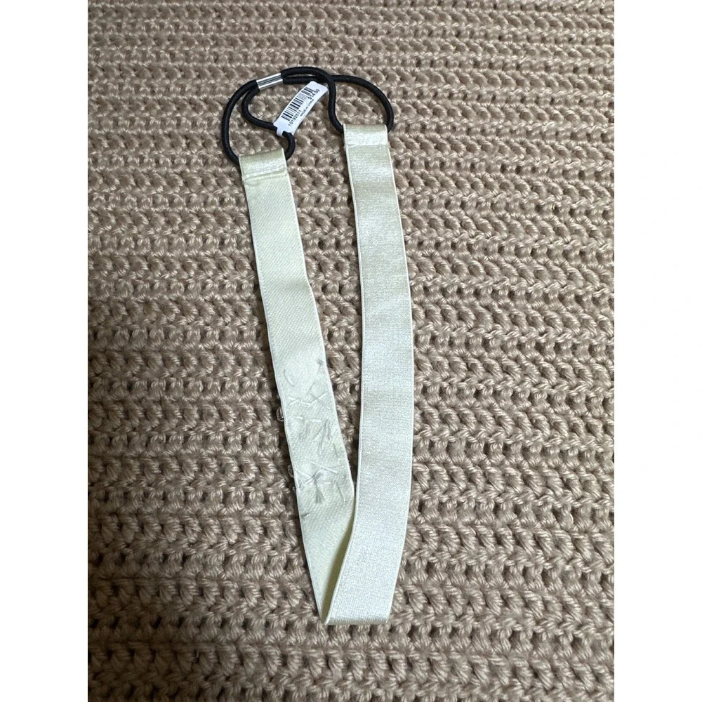 Torrid Cream Satin Rhinestone Elastic Headband Smoky Grey Crystal Accessory